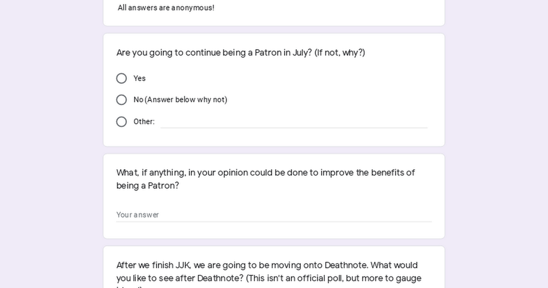 iShinobi Official Patreon Survey - June 2021 (NEXT SERIES ANNOUNCEMENT TOO!)