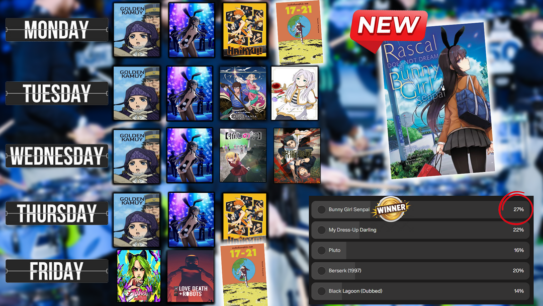 Anime Schedule 2/16 - 2/20 